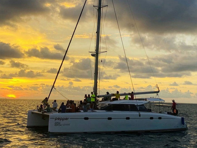 Coral  Island Sunset by Catamaran